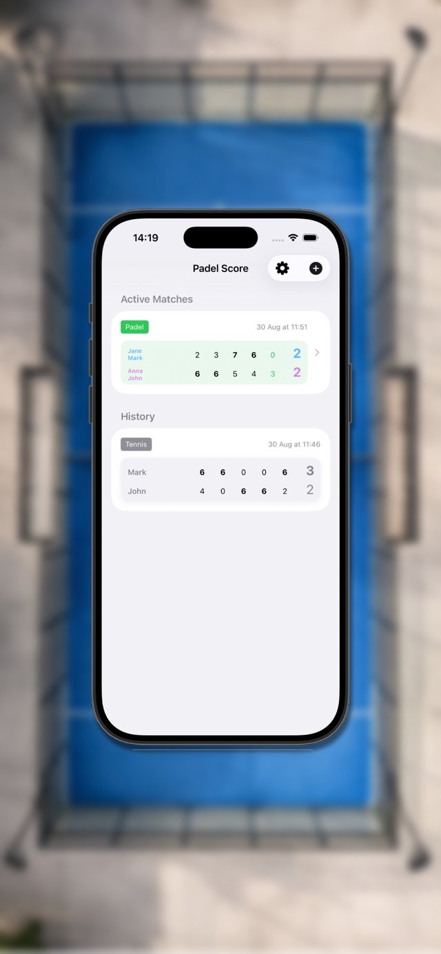 Padel Score — active matches and history